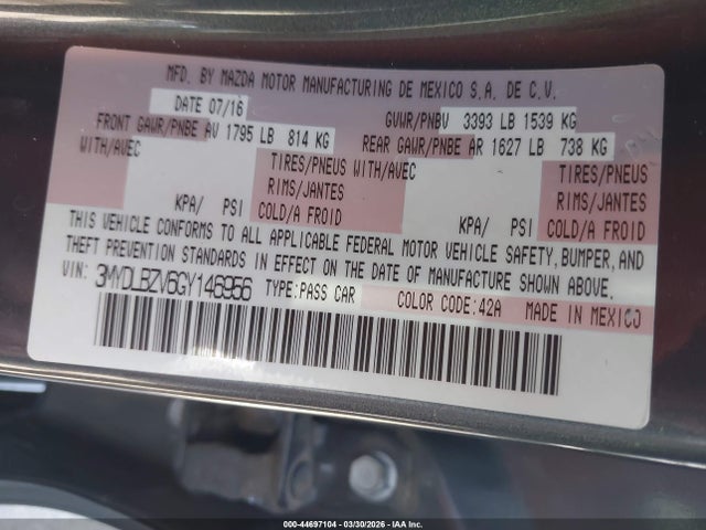 3MYDLBZV6GY146956 Scion IA