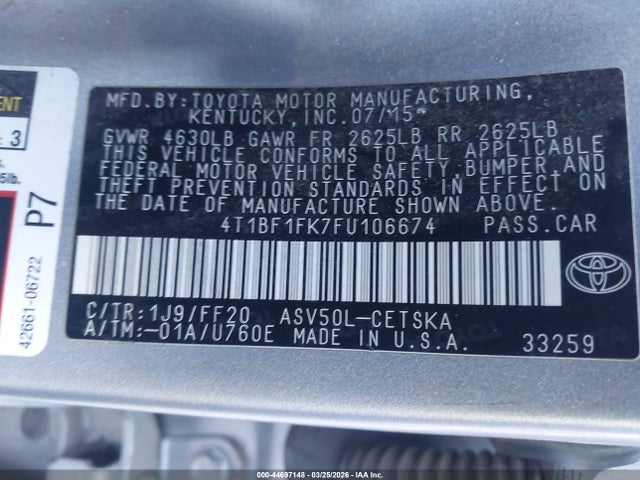 Toyota CAMRY SE 2015 4T1BF1FK7FU106674 Image 9