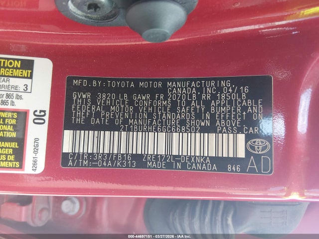 Toyota COROLLA LE 2016 2T1BURHE6GC668502 Image 25