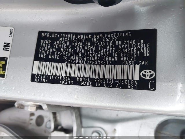 Toyota COROLLA LE 2022 5YFEPMAE3NP336547 Image 9