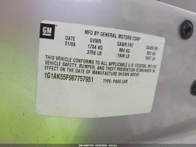 2006 CHEVROLET COBALT 1G1AK55F967757951 Photo 8