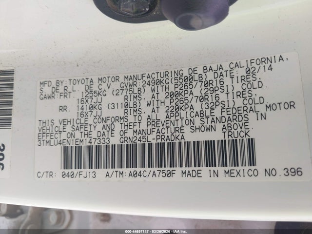 Toyota Tacoma Base V6 2014 3TMLU4EN1EM147333 Image 9