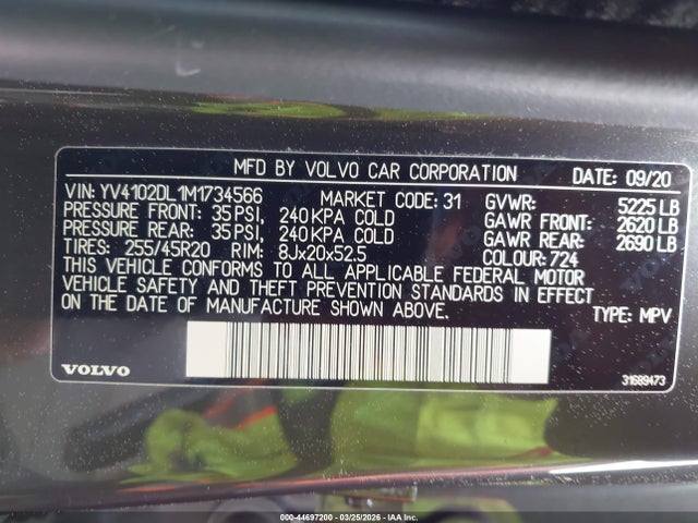 2021 VOLVO XC60 YV4102DL1M1734566 Photo 8