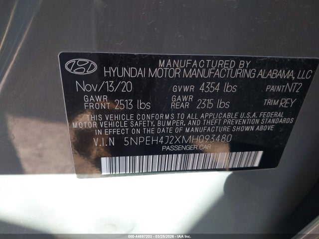 Hyundai Sonata Limited 2021 5NPEH4J2XMH093480 Image 9