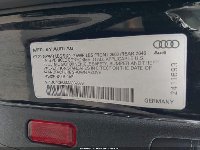 Продаж на аукціоні авто 2021 Audi S5 Sportback Premium Plus Tfsi Quattro Tiptronic, vin: WAUC4CF55MA062979, номер лоту: 44697215