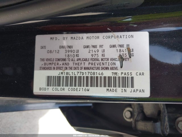 Aukcja sprzedaży 2013 Mazda Mazda3 I Touring, vin: JM1BL1L77D1708146, numer aukcji: 44697239