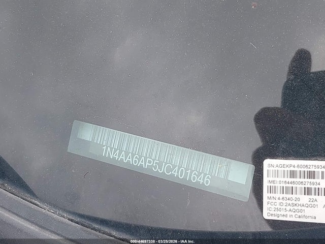 2018 Nissan Maxima 3.5 S მანქანა იყიდება აუქციონზე, vin: 1N4AA6AP5JC401646, აუქციონის ნომერი: 44697338