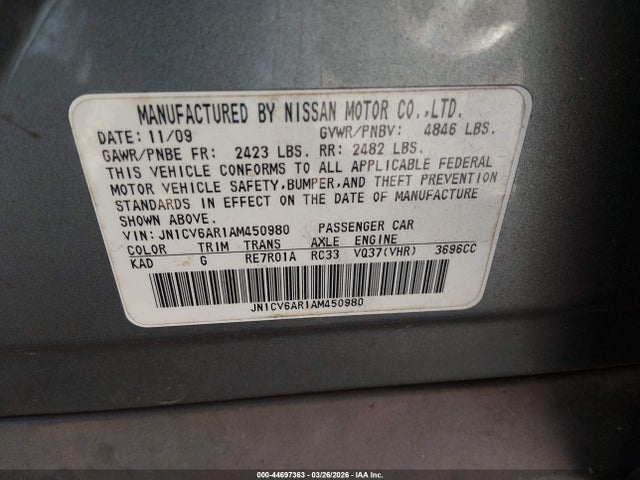 Продажа на аукционе авто 2010 Infiniti G37x, vin: JN1CV6AR1AM450980, номер лота: 44697363