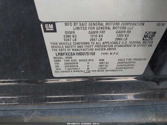 Продаж на аукціоні авто 2017 Buick Envision Preferred, vin: LRBFXCSA1HD075158, номер лоту: 44697379
