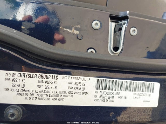 44697417 :رقم المزاد ، 2C3CCACG2CH310948 vin ، 2012 Chrysler 300 Limited مزاد بيع