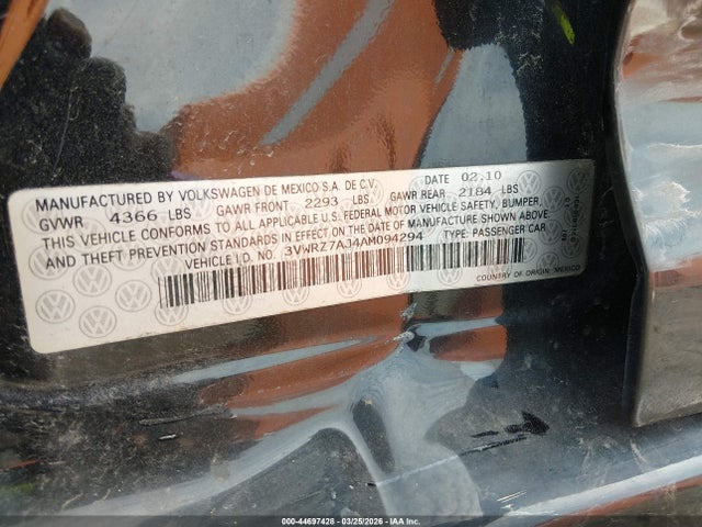 Продажа на аукционе авто 2010 Volkswagen Jetta Limited Edition, vin: 3VWRZ7AJ4AM094294, номер лота: 44697428