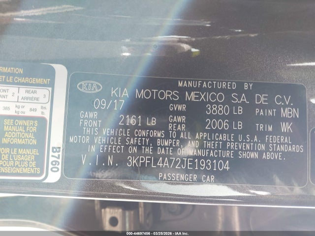 Продаж на аукціоні авто 2018 Kia Forte Lx, vin: 3KPFL4A72JE193104, номер лоту: 44697456