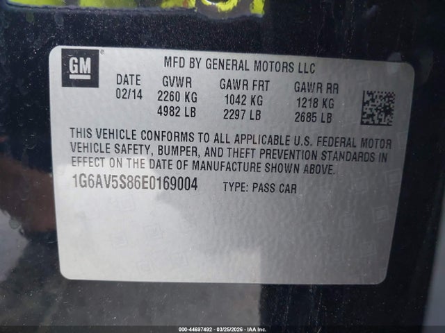 2014 CADILLAC CTS 1G6AV5S86E0169004 Photo 8