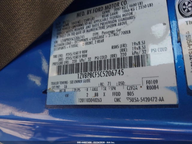 2012 FORD MUSTANG 1ZVBP8CF5C5206745 Photo 8