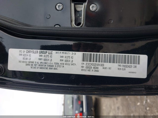 Продаж на аукціоні авто 2014 Chrysler 300c John Varvatos Limited Edition, vin: 2C3CCADG2EH241826, номер лоту: 44697526