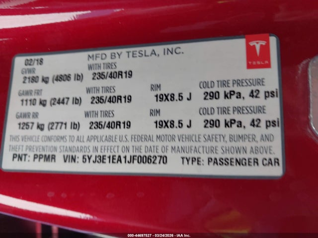 2018 TESLA MODEL 3 5YJ3E1EA1JF006270 Photo 8