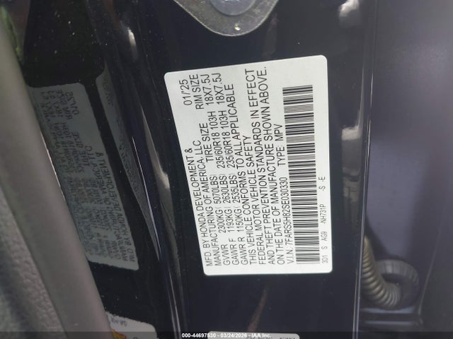Продажа на аукционе авто 2025 Honda Cr-v Hybrid Sport-l, vin: 7FARS5H82SE030330, номер лота: 44697530