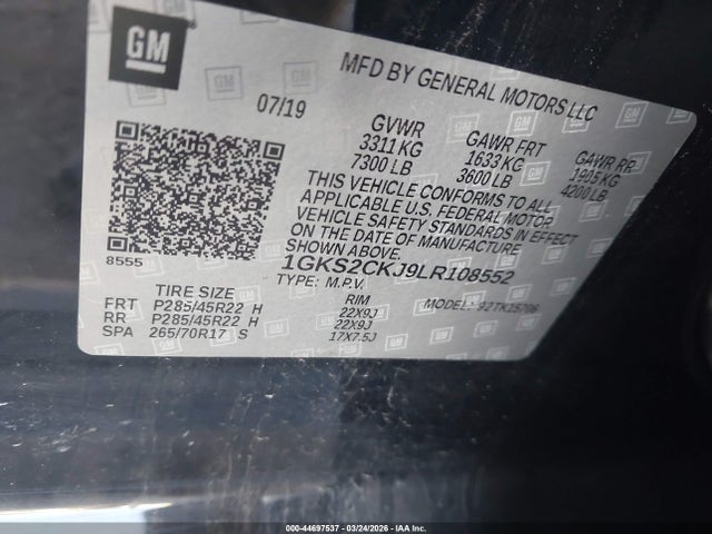 2020 Gmc Yukon 4wd Denali მანქანა იყიდება აუქციონზე, vin: 1GKS2CKJ9LR108552, აუქციონის ნომერი: 44697537