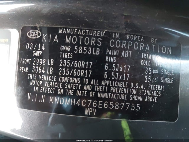 KIA SEDONA EX 2014 KNDMH4C76E6587755 Image 9