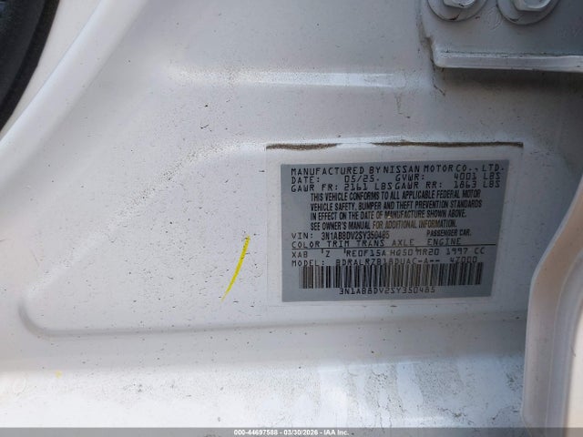 2025 Nissan Sentra Sr მანქანა იყიდება აუქციონზე, vin: 3N1AB8DV2SY350485, აუქციონის ნომერი: 44697588