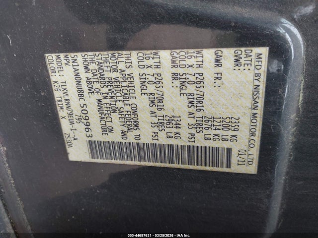 2011 NISSAN XTERRA 5N1AN0NU8BC509963 Photo 8