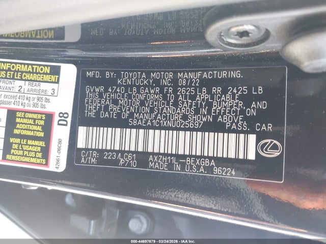 2022 LEXUS ES 300H 58AEA1C1XNU025697 Photo 8