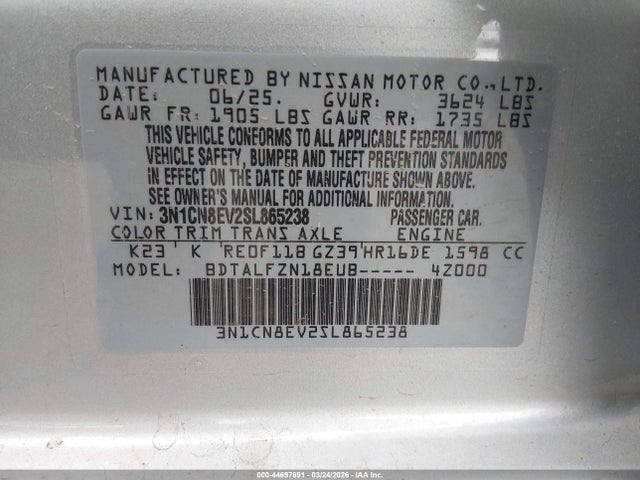 Nissan Versa 1.6 Sv 2025 3N1CN8EV2SL865238 Image 9