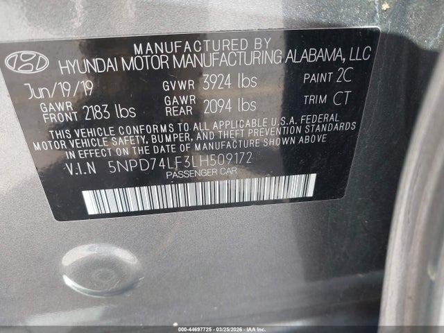 Hyundai ELANTRA SE 2020 5NPD74LF3LH509172 Image 9