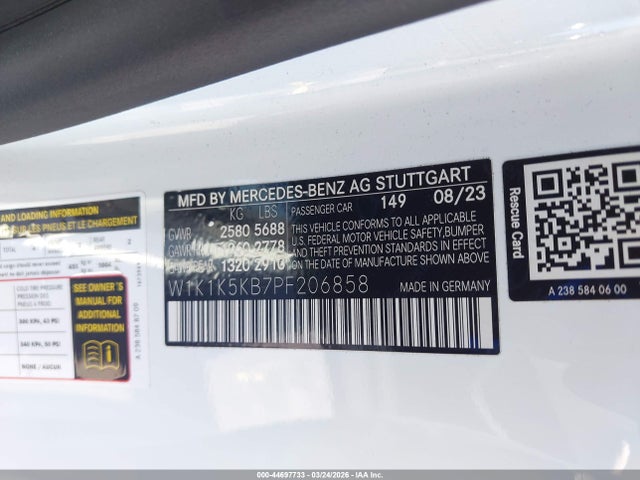 44697733 :رقم المزاد ، W1K1K5KB7PF206858 vin ، 2023 Mercedes-benz E 450 4matic مزاد بيع