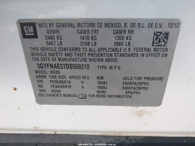 2013 CADILLAC SRX 3GYFNAE37DS568310 Photo 8