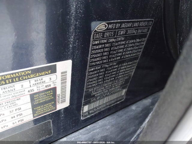 44697757 :رقم المزاد ، SALWG2VF4GA555402 vin ، 2016 Land Rover Range Rover Sport 3.0l V6 Supercharged Se مزاد بيع