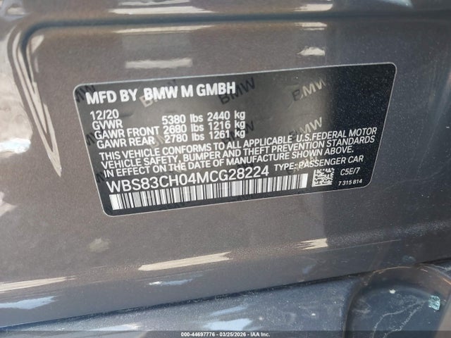 2021 BMW M5 WBS83CH04MCG28224 Photo 8