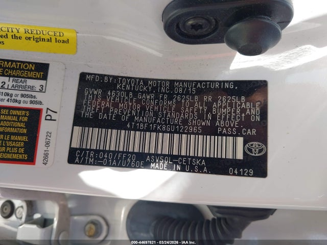 Toyota CAMRY SE 2016 4T1BF1FK8GU122965 Image 9