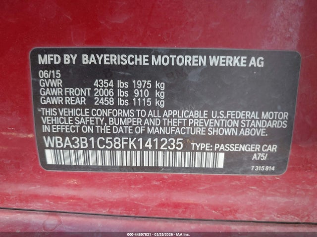 2015 BMW 320I WBA3B1C58FK141235 Photo 8