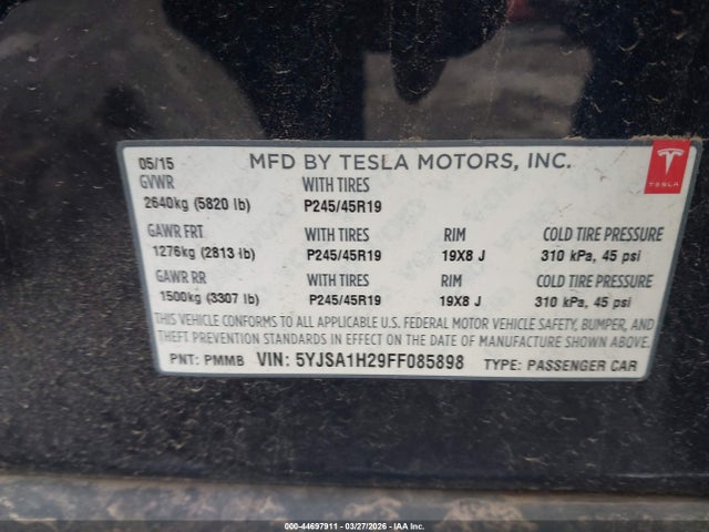 2015 TESLA MODEL S 5YJSA1H29FF085898 Photo 8