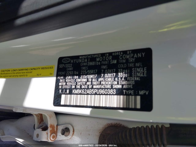 44697922 :رقم المزاد ، KM8K62AB5PU960383 vin ، 2023 Hyundai Kona Sel مزاد بيع