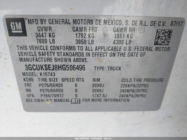 3GCUKSEJ8HG506496 Chevrolet Silverado 1500 1lz