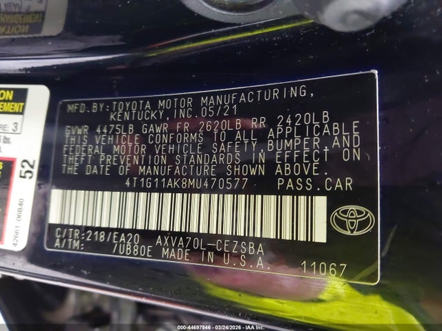 4T1G11AK8MU470577 Toyota CAMRY SE