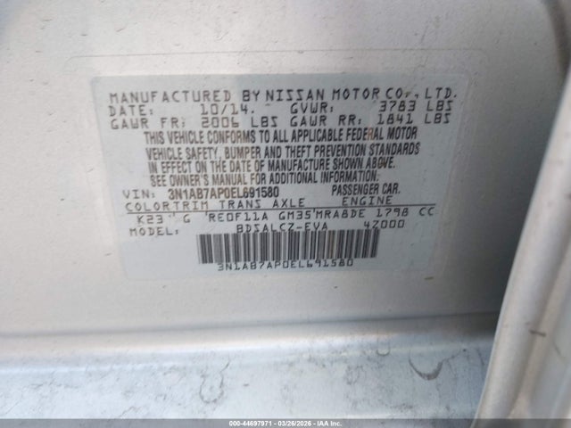 Nissan SENTRA S 2014 3N1AB7AP0EL691580 Image 9