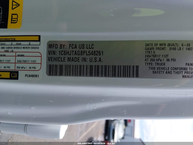 2023 JEEP GLADIATOR 1C6HJTAG8PL548261 Photo 8