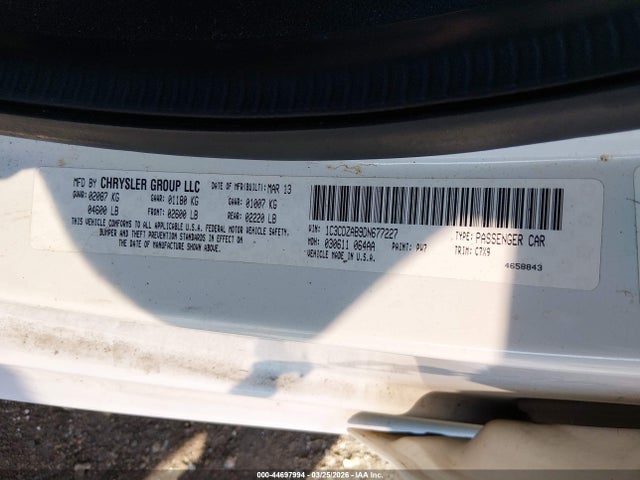 44697994 :رقم المزاد ، 1C3CDZAB9DN677227 vin ، 2013 Dodge Avenger Se مزاد بيع