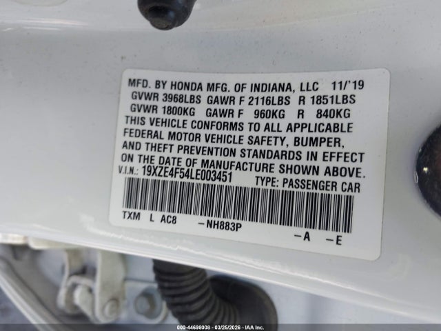 Honda INSIGHT EX 2020 19XZE4F54LE003451 Image 9