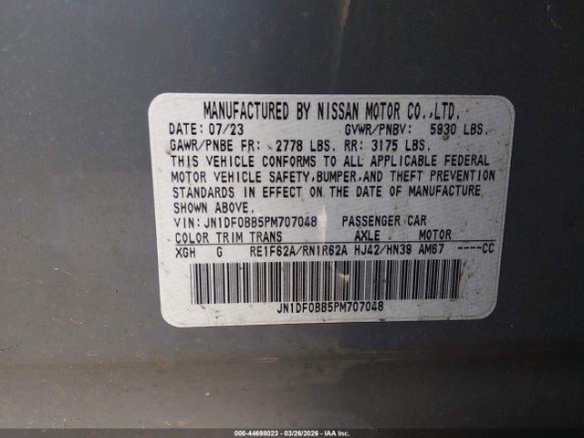 Продажа на аукционе авто 2023 Nissan Ariya Engage+, vin: JN1DF0BB5PM707048, номер лота: 44698023