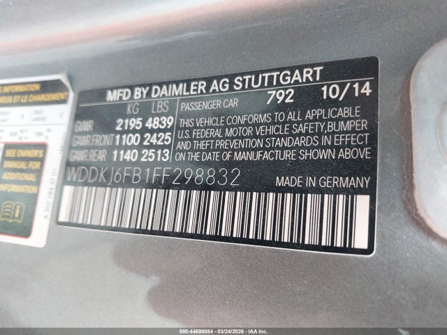 Продажа на аукционе авто 2015 Mercedes-benz E 400, vin: WDDKJ6FB1FF298832, номер лота: 44698084