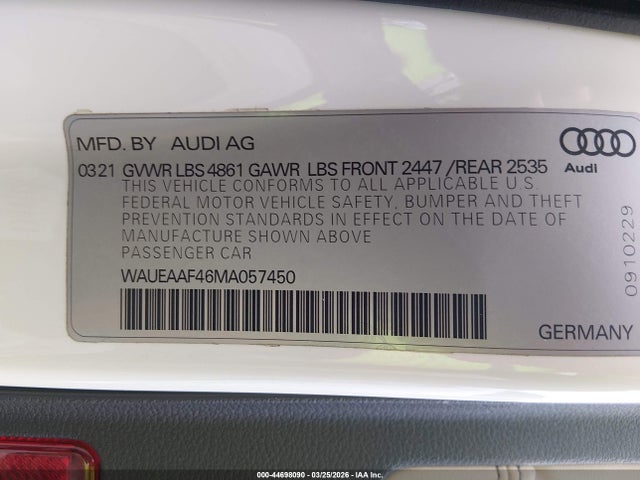 Aukcja sprzedaży 2021 Audi A4 Premium Plus 45 Tfsi S Line Quattro S Tronic, vin: WAUEAAF46MA057450, numer aukcji: 44698090