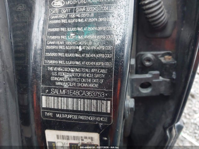 2012 LAND ROVER RANGE ROVER SALMF1E48CA363753 Photo 8