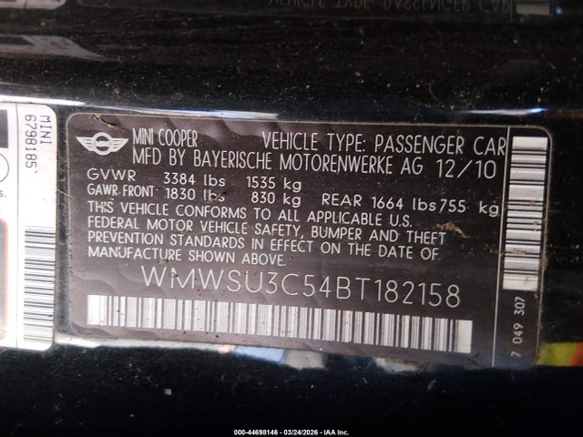2011 MINI COOPER WMWSU3C54BT182158 Photo 8