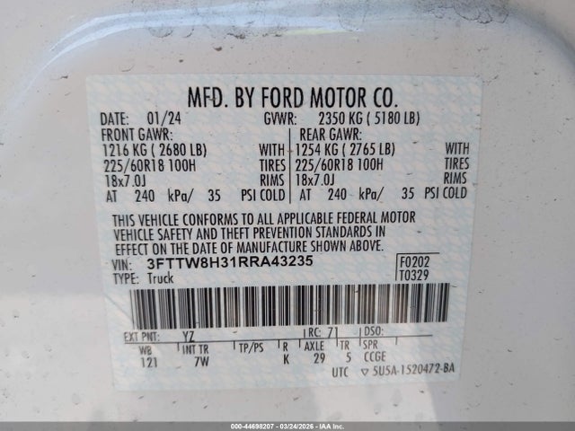 Ford Maverick Xlt 2024 3FTTW8H31RRA43235 Image 9