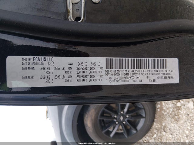 3C4PDCBB0KT820927 Dodge JOURNEY SE