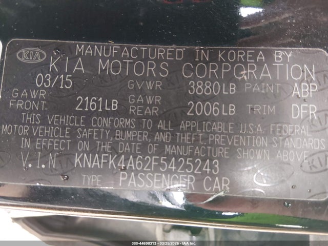 KIA FORTE LX 2015 KNAFK4A62F5425243 Image 9
